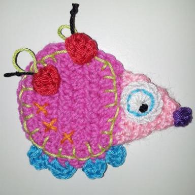 Háčkované aplikace, sovička, ptáček a ježeček